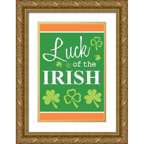 Luck of the Irish Gold Ornate Wood Framed Art Print with Double Matting by ND Art