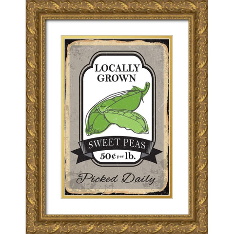 Sweet Peas Gold Ornate Wood Framed Art Print with Double Matting by ND Art