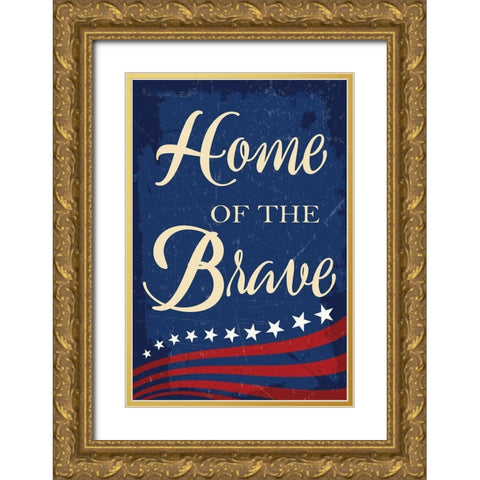 Americana I Gold Ornate Wood Framed Art Print with Double Matting by ND Art