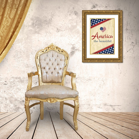 Americana III Gold Ornate Wood Framed Art Print with Double Matting by ND Art