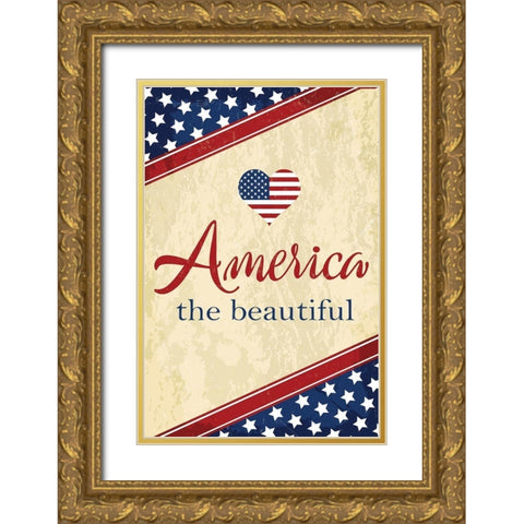Americana III Gold Ornate Wood Framed Art Print with Double Matting by ND Art
