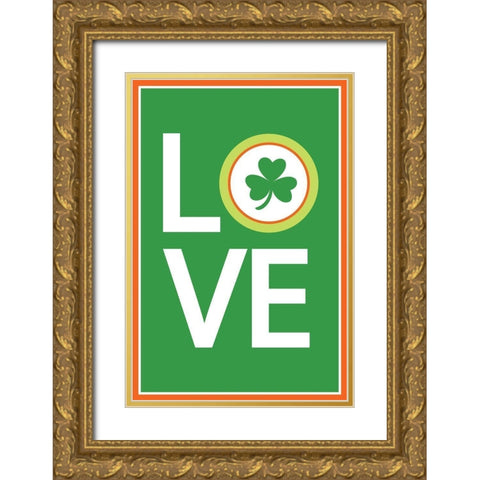 St. Patty Love Gold Ornate Wood Framed Art Print with Double Matting by ND Art