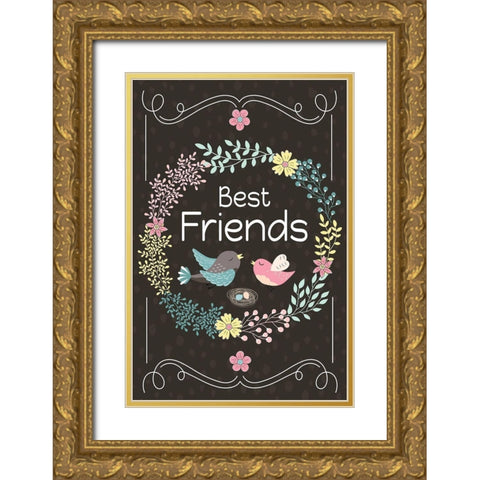 Best Friends Gold Ornate Wood Framed Art Print with Double Matting by ND Art