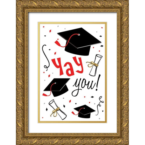 Yay You Gold Ornate Wood Framed Art Print with Double Matting by ND Art