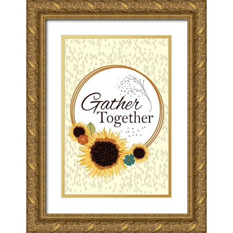 Gather Together Gold Ornate Wood Framed Art Print with Double Matting by ND Art