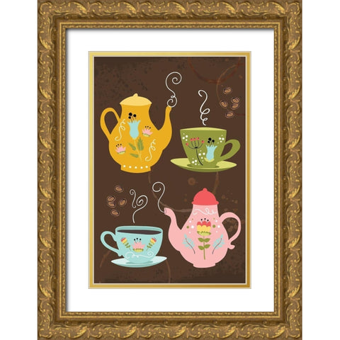 I Love You a Latte Art Gold Ornate Wood Framed Art Print with Double Matting by ND Art