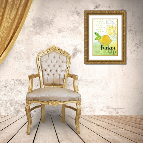 Pucker Up Gold Ornate Wood Framed Art Print with Double Matting by ND Art