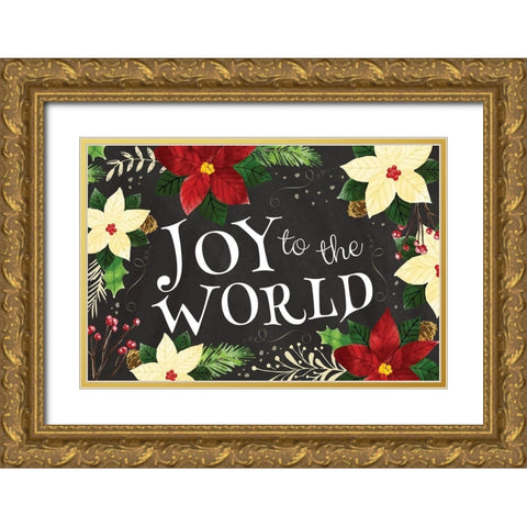 Joy to the World Gold Ornate Wood Framed Art Print with Double Matting by ND Art