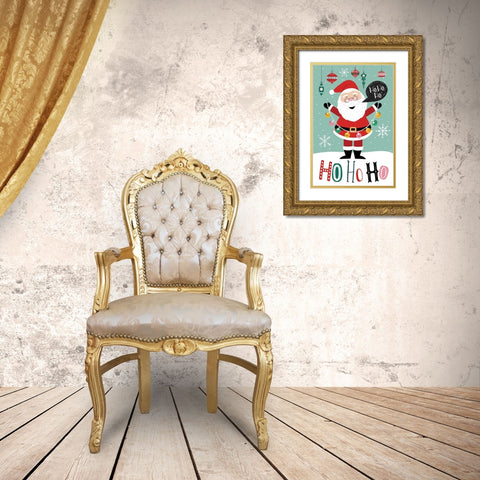 Ho Ho Ho Gold Ornate Wood Framed Art Print with Double Matting by ND Art