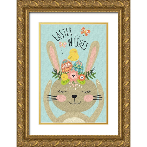 Easter Wishes III Gold Ornate Wood Framed Art Print with Double Matting by ND Art