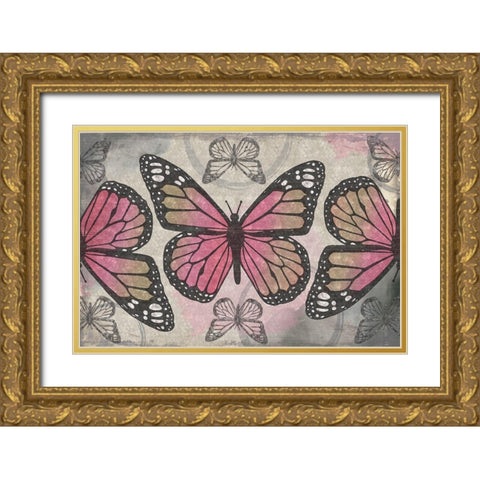 Butterflies II Gold Ornate Wood Framed Art Print with Double Matting by ND Art