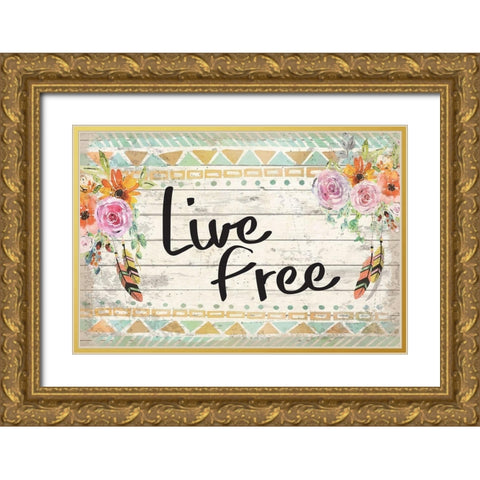 Life Free Gold Ornate Wood Framed Art Print with Double Matting by ND Art