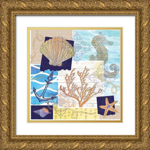 Coastal Shores Pattern I Gold Ornate Wood Framed Art Print with Double Matting by ND Art