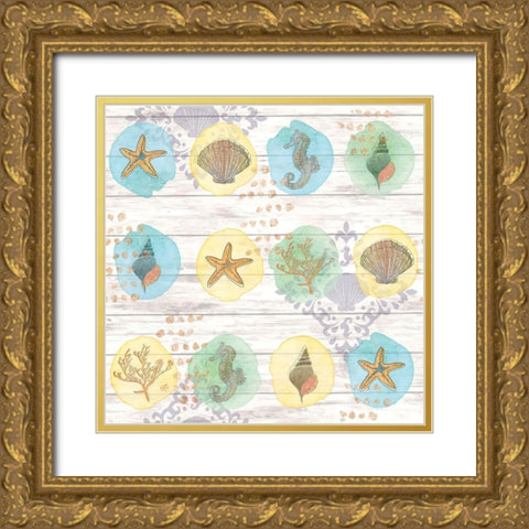 Coastal Shores Pattern II Gold Ornate Wood Framed Art Print with Double Matting by ND Art
