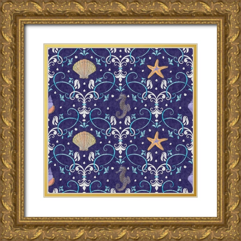 Coastal Shores Pattern III Gold Ornate Wood Framed Art Print with Double Matting by ND Art