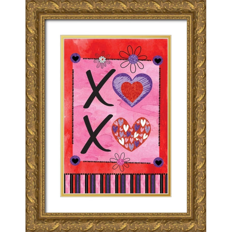 Valentines Day II Gold Ornate Wood Framed Art Print with Double Matting by ND Art