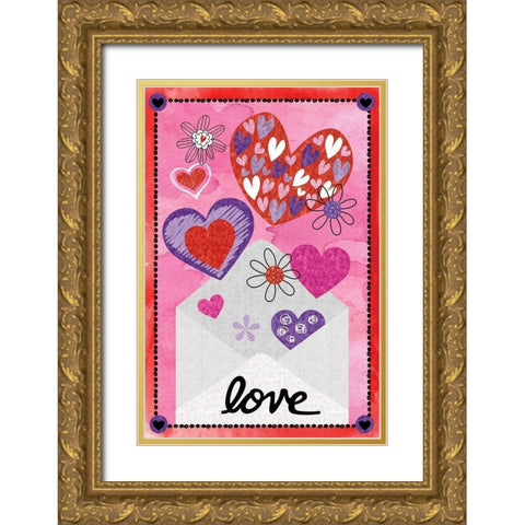Valentines Day III Gold Ornate Wood Framed Art Print with Double Matting by ND Art