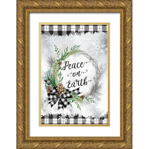 Peace on Earth Gold Ornate Wood Framed Art Print with Double Matting by ND Art