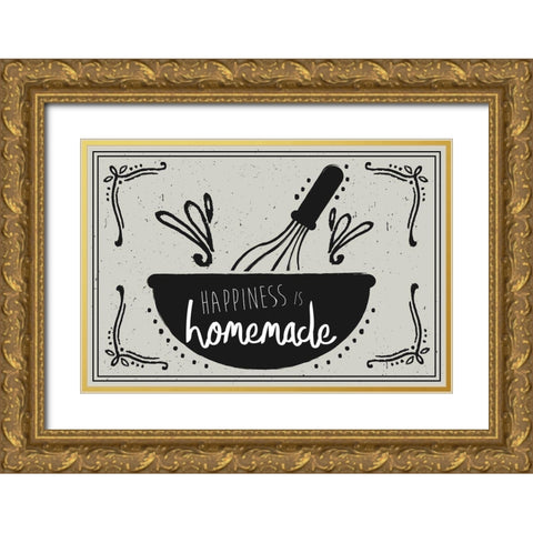 Happiness is Homemade Gold Ornate Wood Framed Art Print with Double Matting by ND Art