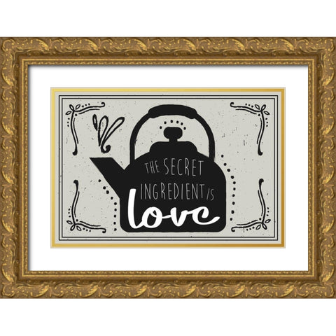 Secret Ingredient Gold Ornate Wood Framed Art Print with Double Matting by ND Art