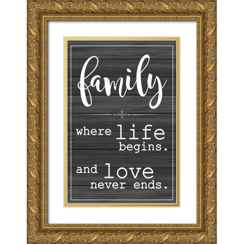 Love Never Ends Gold Ornate Wood Framed Art Print with Double Matting by ND Art