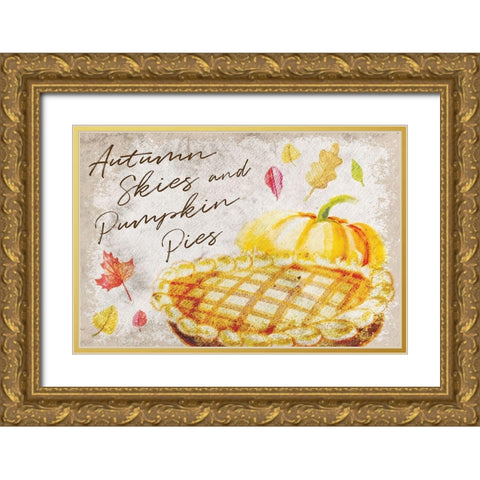 Autumn Skies and Pumpkin Pies Gold Ornate Wood Framed Art Print with Double Matting by ND Art