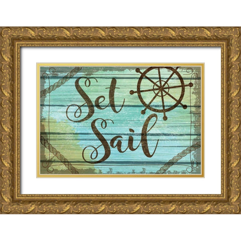 Set Sail Gold Ornate Wood Framed Art Print with Double Matting by ND Art