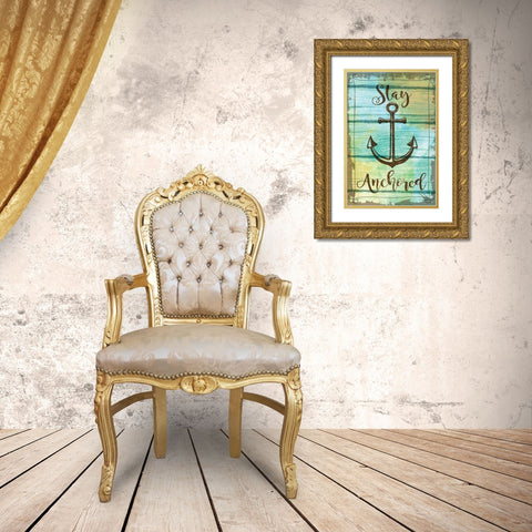 Stay Anchored Gold Ornate Wood Framed Art Print with Double Matting by ND Art