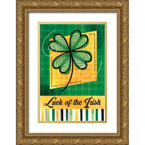 Luck of the Irish Gold Ornate Wood Framed Art Print with Double Matting by ND Art