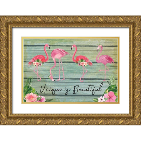 Unique is Beautiful Gold Ornate Wood Framed Art Print with Double Matting by ND Art