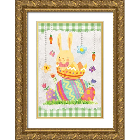 Easter Egg Gold Ornate Wood Framed Art Print with Double Matting by ND Art