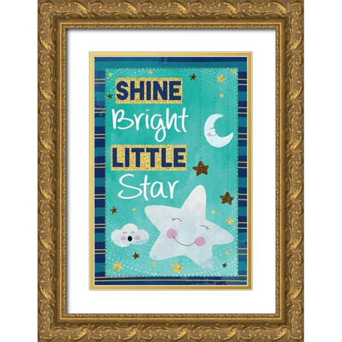 Shine Bright Little Star Gold Ornate Wood Framed Art Print with Double Matting by ND Art