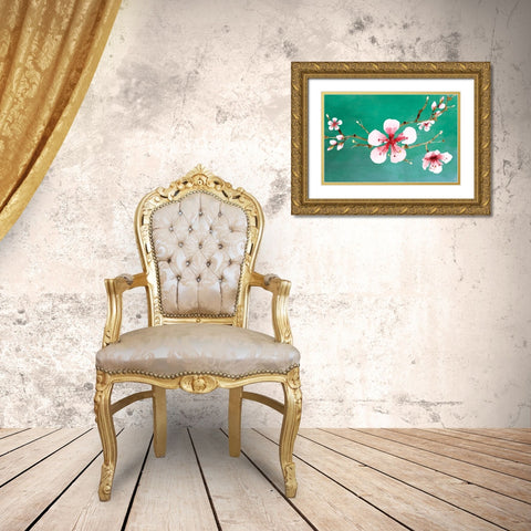Cherry Blossoms II Gold Ornate Wood Framed Art Print with Double Matting by ND Art