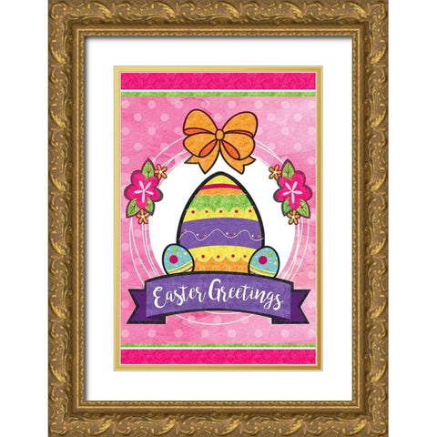 Easter Greetings Gold Ornate Wood Framed Art Print with Double Matting by ND Art