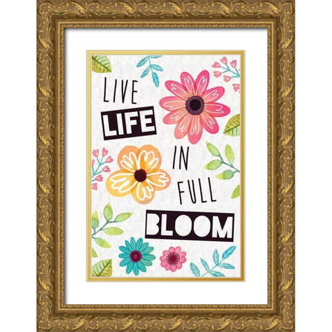 Full Bloom Gold Ornate Wood Framed Art Print with Double Matting by ND Art