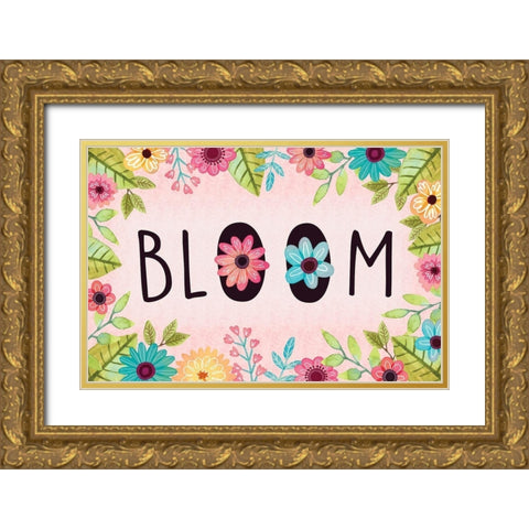 Bloom Gold Ornate Wood Framed Art Print with Double Matting by ND Art