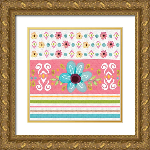 Full Bloom Pattern IV Gold Ornate Wood Framed Art Print with Double Matting by ND Art