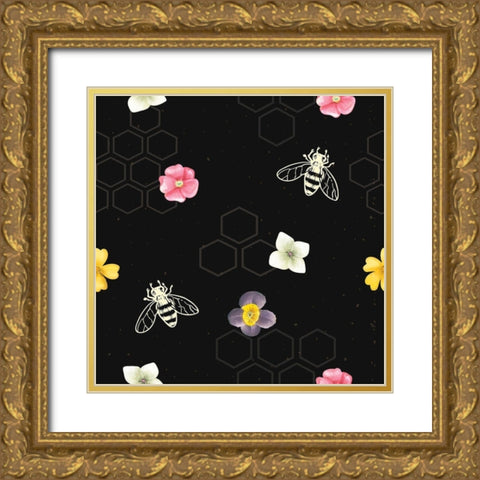 Spring Pattern I Gold Ornate Wood Framed Art Print with Double Matting by ND Art