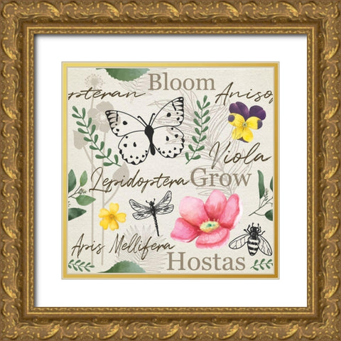 Spring Pattern II Gold Ornate Wood Framed Art Print with Double Matting by ND Art