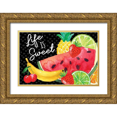 Life is Sweet Gold Ornate Wood Framed Art Print with Double Matting by ND Art