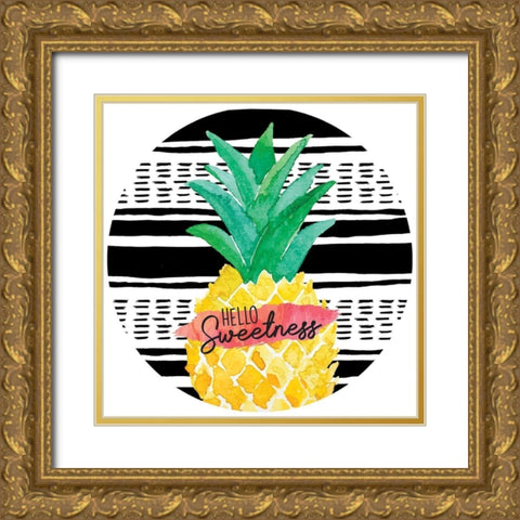 Hello Sweetness Plate Gold Ornate Wood Framed Art Print with Double Matting by ND Art