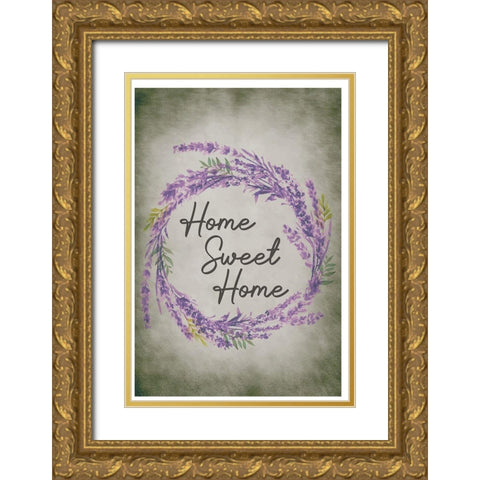 Home Sweet Home Gold Ornate Wood Framed Art Print with Double Matting by ND Art