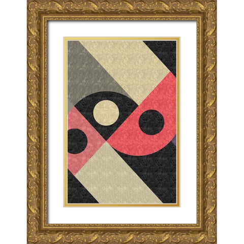 Mod Abstract Gold Ornate Wood Framed Art Print with Double Matting by ND Art