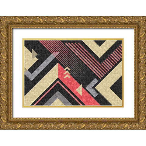 Mod Abstract III Gold Ornate Wood Framed Art Print with Double Matting by ND Art