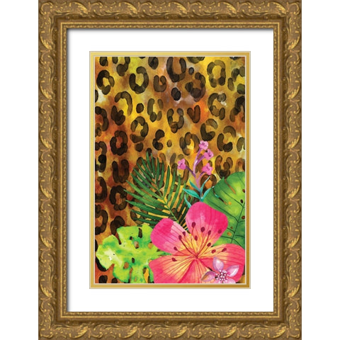 Tropical Jungle Gold Ornate Wood Framed Art Print with Double Matting by ND Art