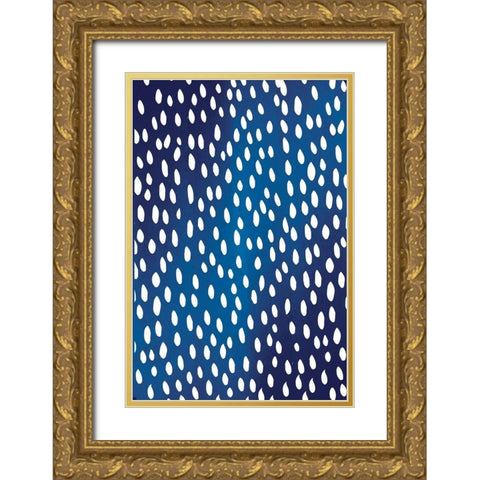 Blue and White III Gold Ornate Wood Framed Art Print with Double Matting by ND Art