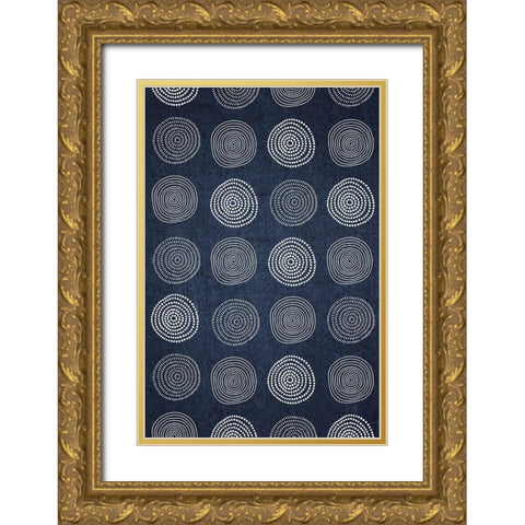 Blue and White IV Gold Ornate Wood Framed Art Print with Double Matting by ND Art