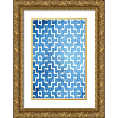 Blue and White VII Gold Ornate Wood Framed Art Print with Double Matting by ND Art