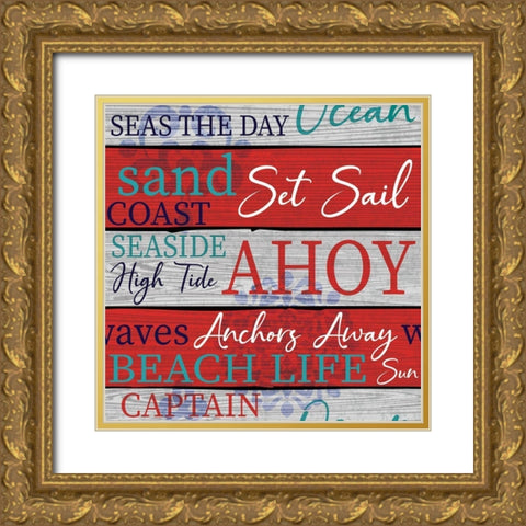 New England Pattern III Gold Ornate Wood Framed Art Print with Double Matting by ND Art