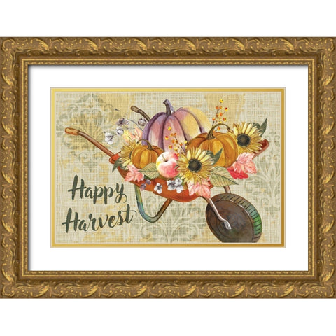 Happy Harvest Gold Ornate Wood Framed Art Print with Double Matting by ND Art